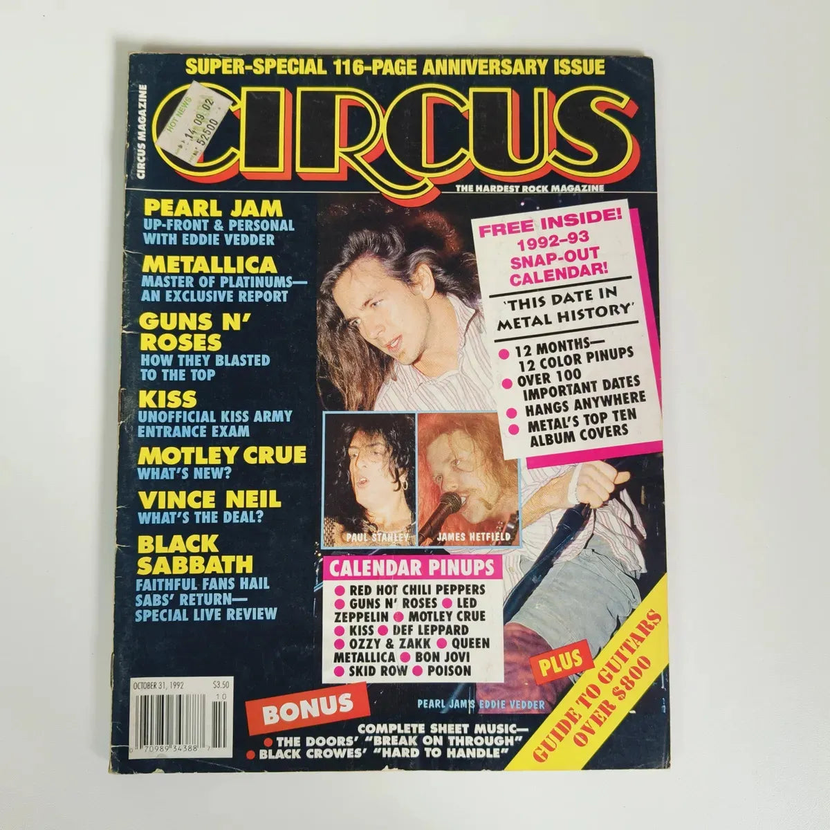 Revista Circus Magazine Pearl Jam Kiss Black Sabbath Warrant