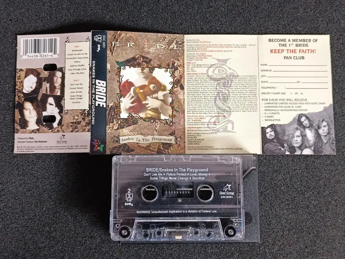 K7  Bride - Snakes In The Playground * Us - White Metal 1992