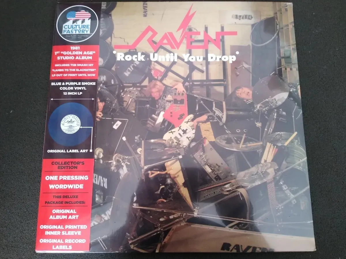 Lp - Raven - Rock Until You Drop * Eu - Blue Color Lp Sealed