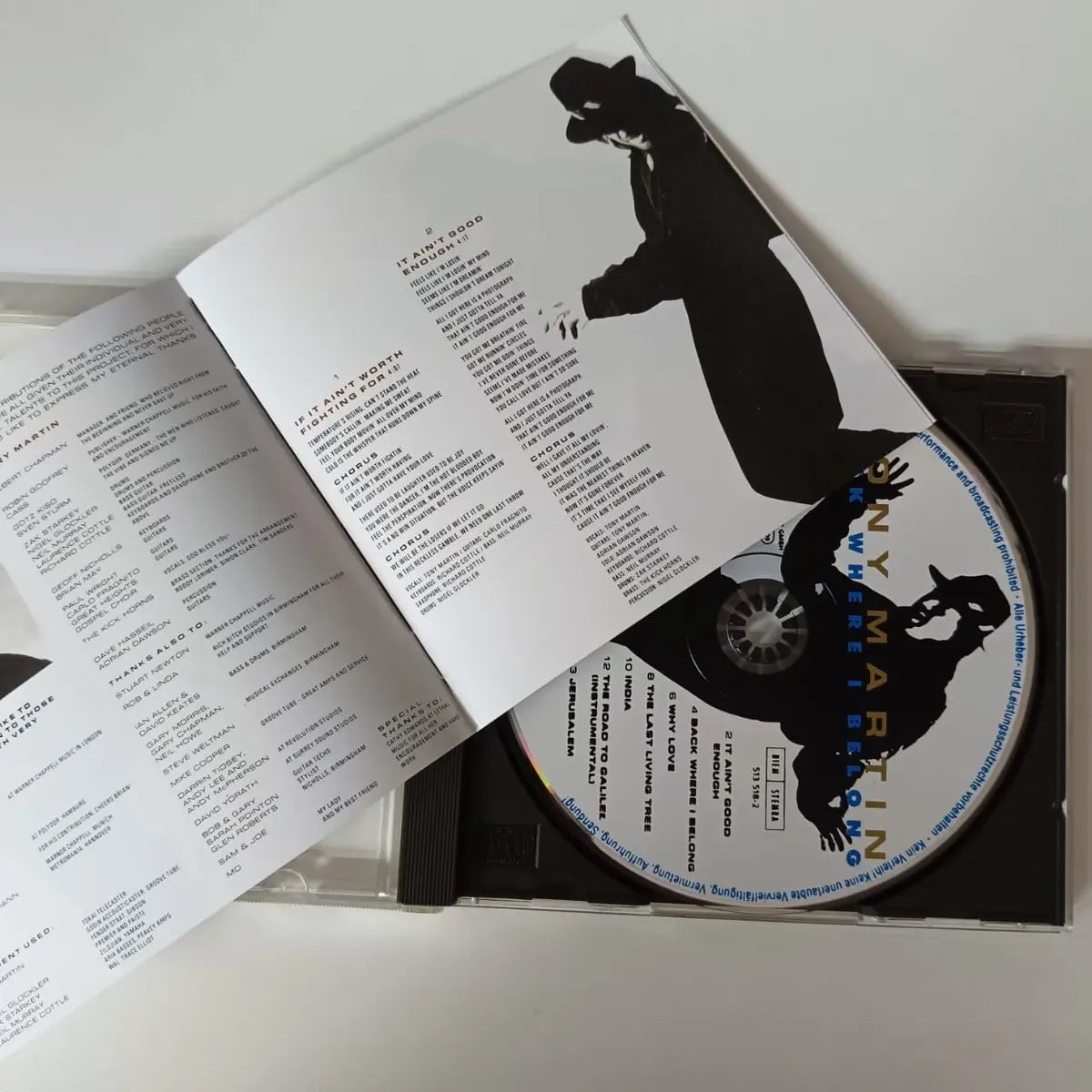 Cd Tony Martin - Back Where I Belong 1992 Hard Cd Importado